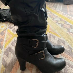 Black leather boots